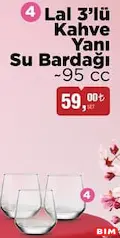 LAV LAL 3'LÜ KAHVE YANI SU BARDAĞI 95 CC